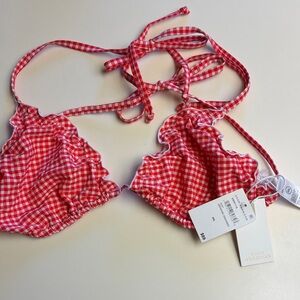 Good American Red Checkered Bikini Top 5X